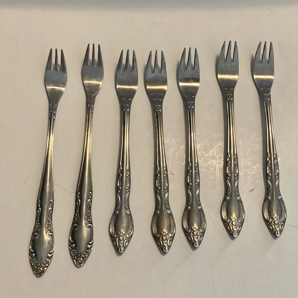 Silver Stainless Steel Coctail Fork Set of 7‎